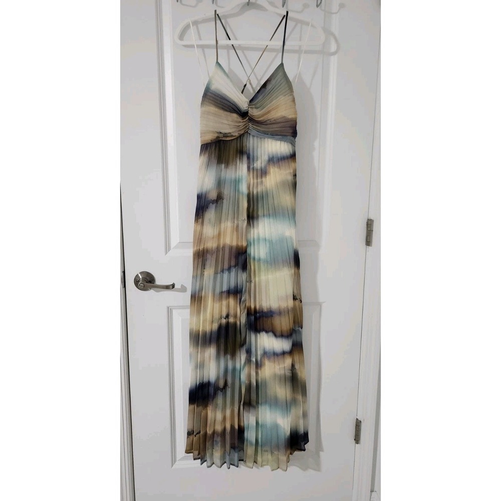 Express Women's Pleated V-Neck Sleeveless Lined Maxi Dress Size XS - Picture 2 of 9
